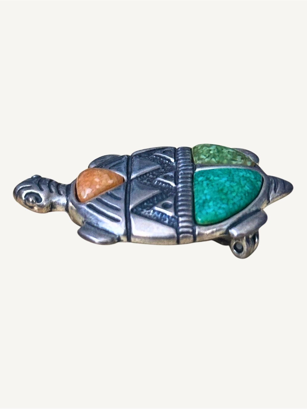 Carolyn Pollack Sterling Silver Turtle Pendant / Brooch Turquoise 925 - Picture 7 of 8